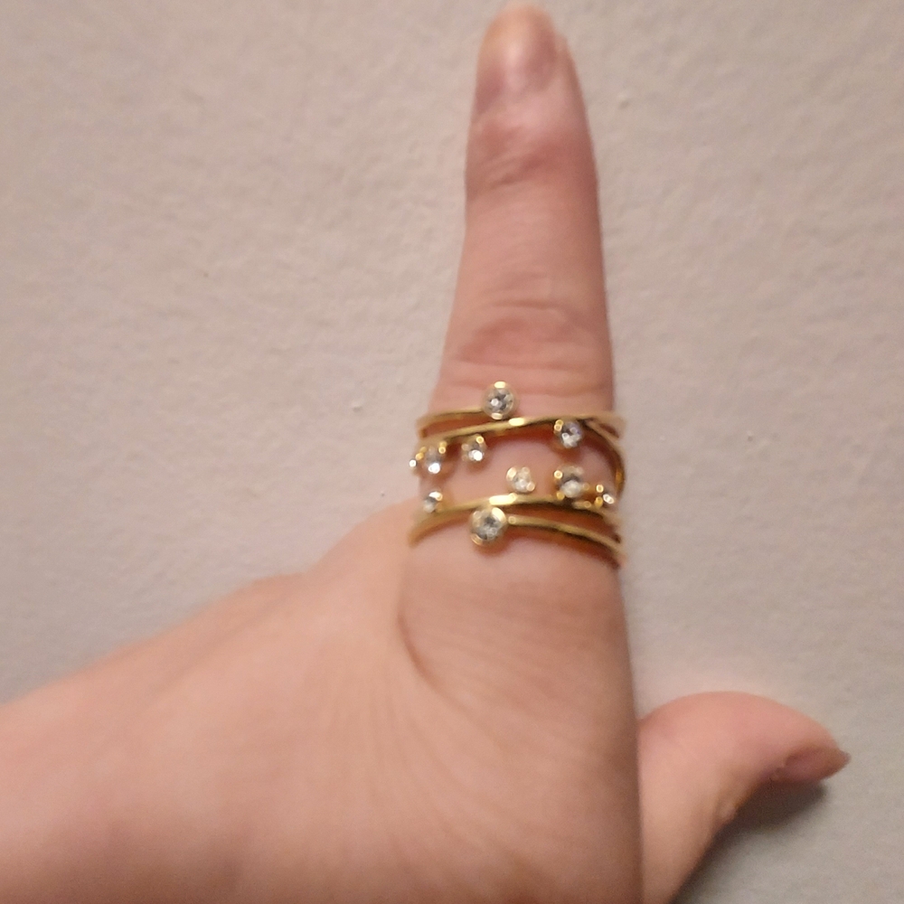 Stella & Dot Gold and Silver Crystal Ring